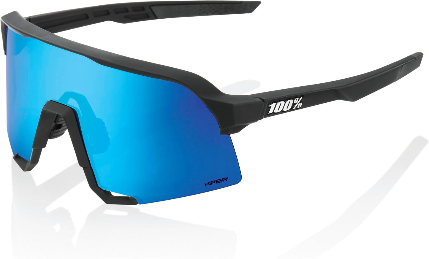 Lentes 100% S3 - Anteojos deportivos de ciclismo Matte Black - Hiper Blue Mirror Lens
