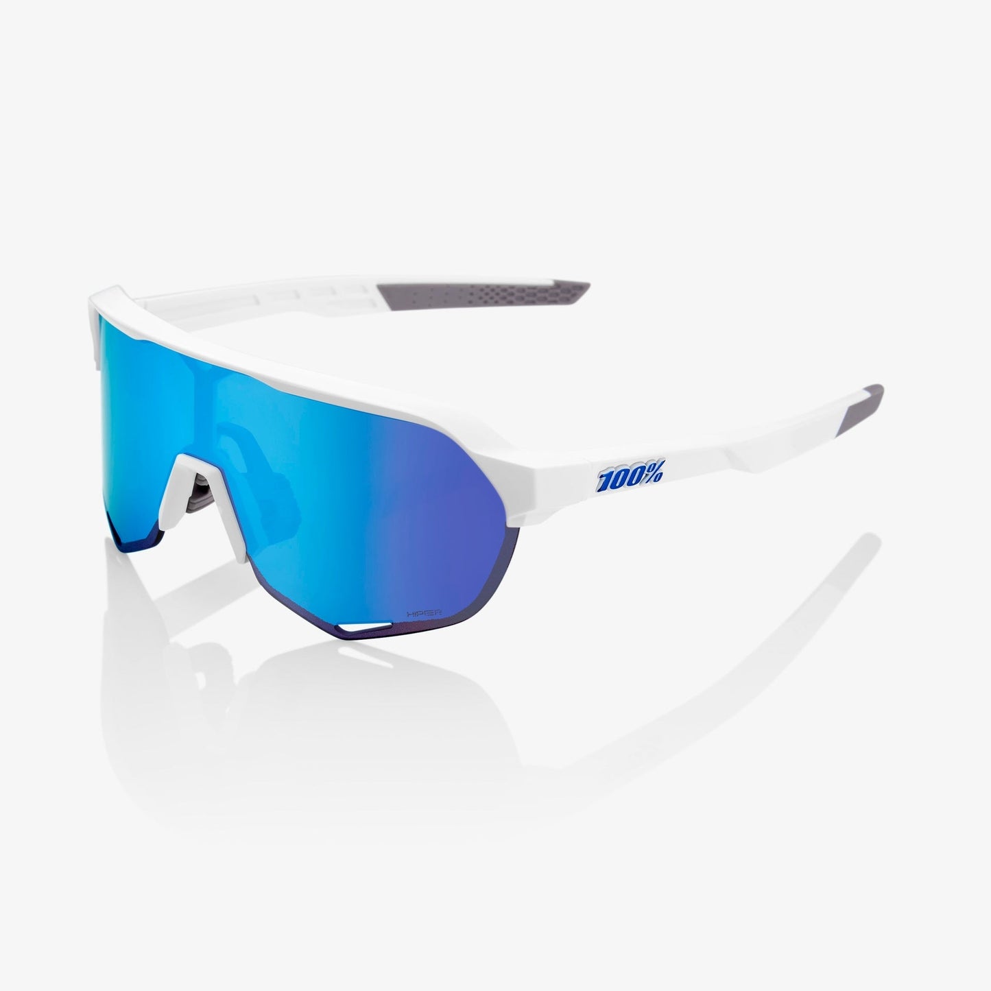 Lentes 100% S2 - Anteojos deportivos de ciclismo Matte White - Hiper Blue Mirror Lens