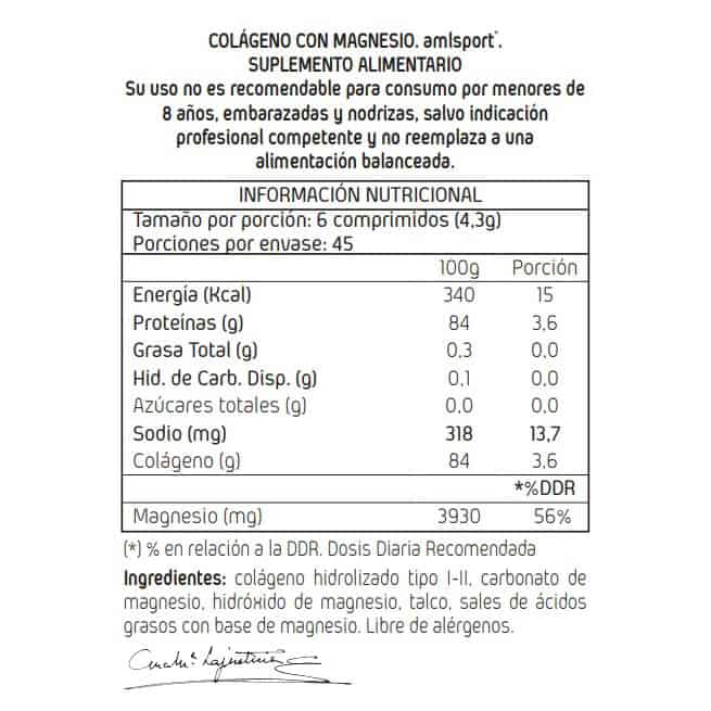 amlsport COLAGENO CON MAGNESIO (270 comprimidos)