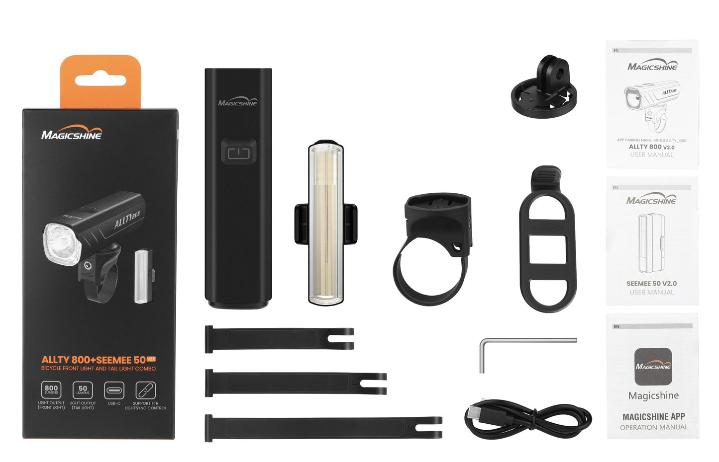 Pack set Luz delantera/trasera Magicshine - ALLTY 800 V2+ SEEMEE-50 v2.0