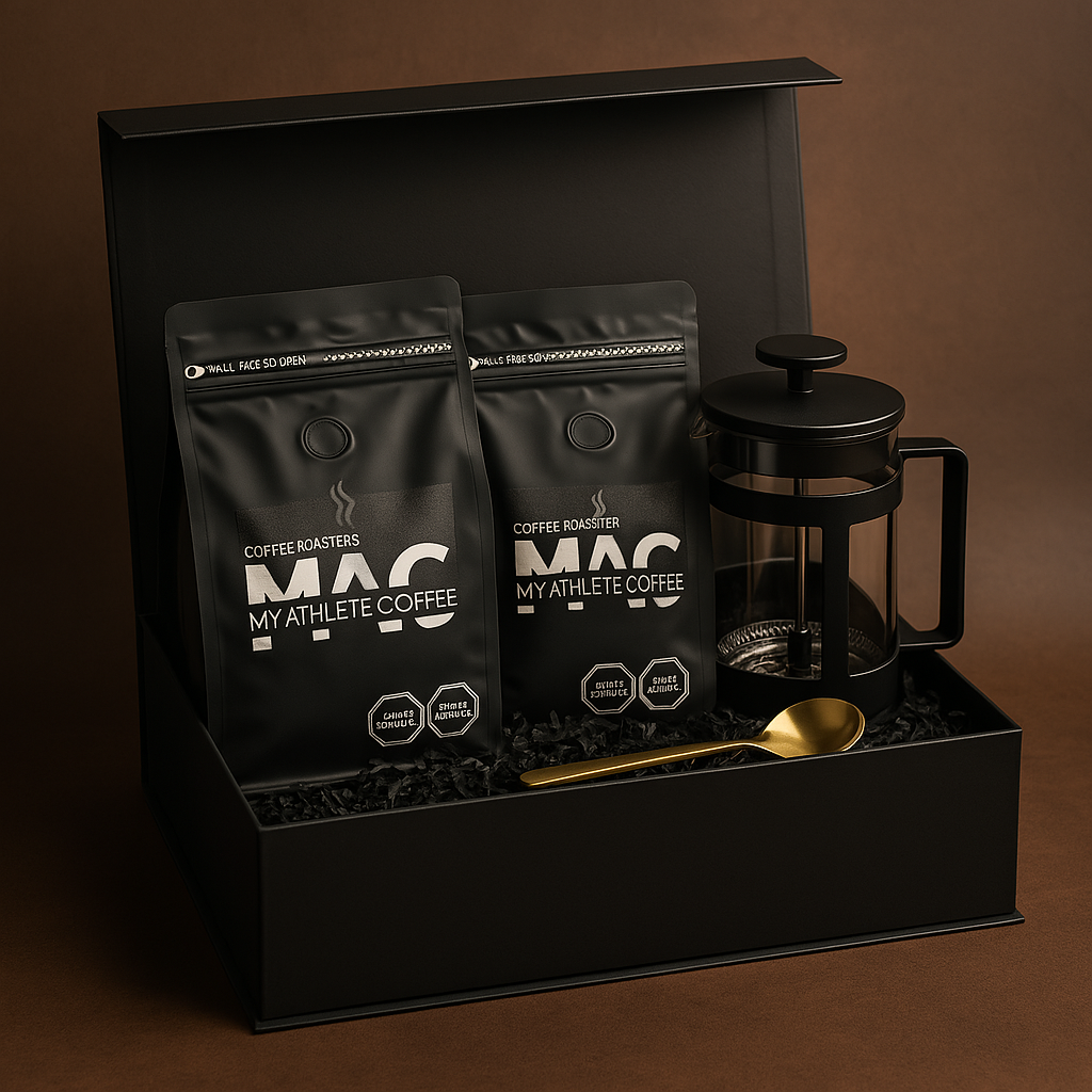 My Athlete Cofee - Kit cafetero o Box iniciación ☕️ / Pack para regalo 🎁 de Café Molido o en Grano + Cafetera + Cuchara