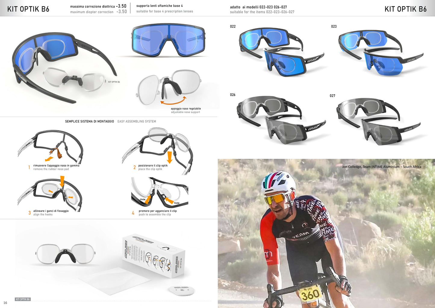 Salice B6 - Clip o inserto Óptico para lentes deportivos