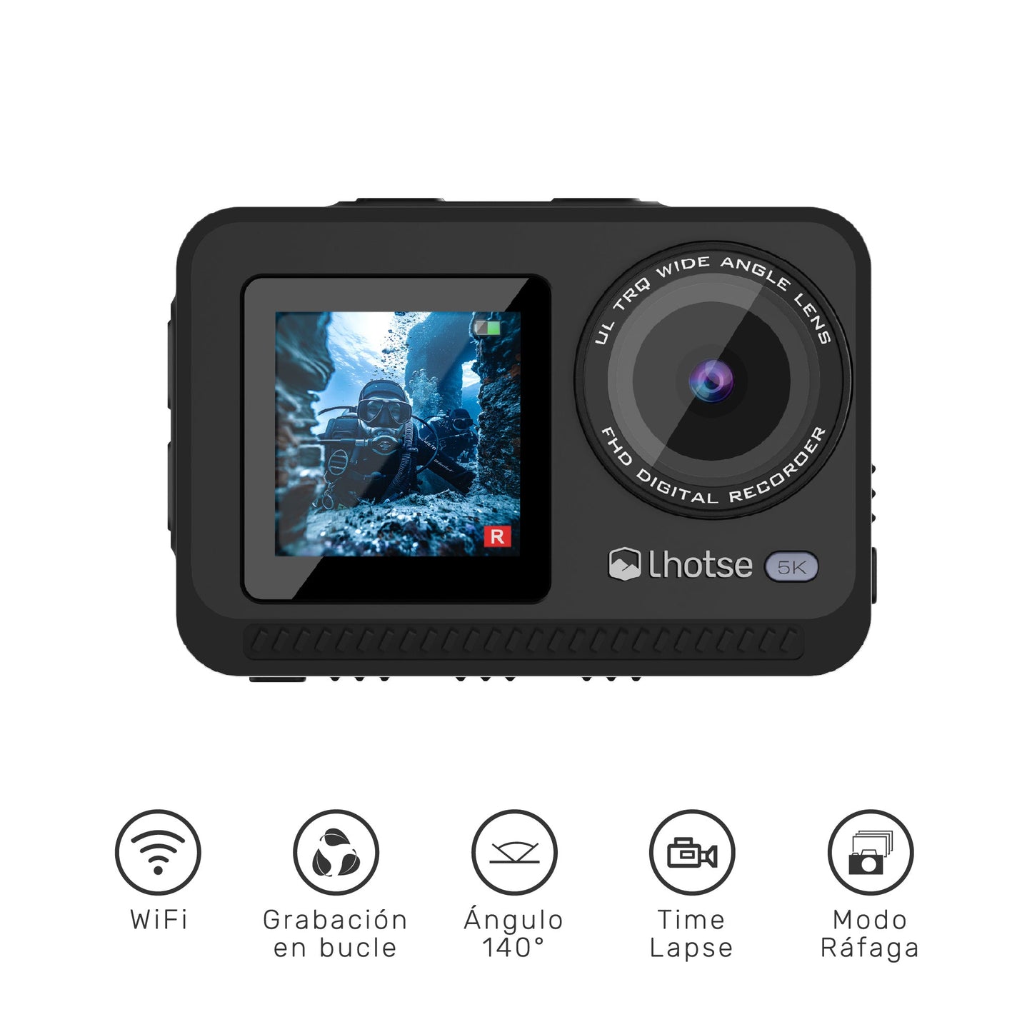 Cámara de acción Lhotse - Camara deportiva 5K 60ftp con accesorios PeakPro