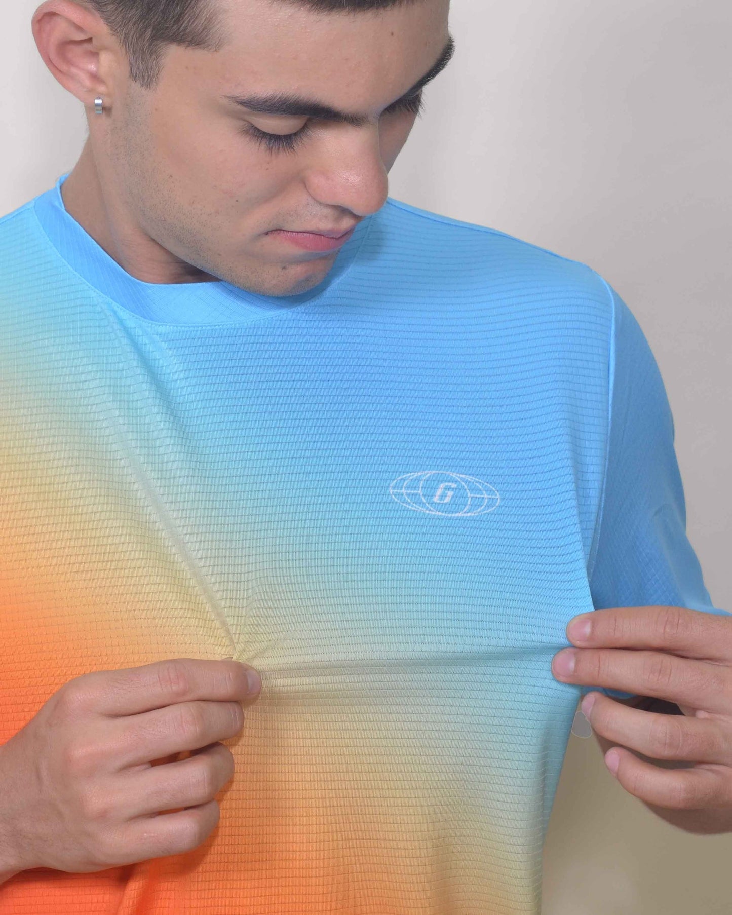 Gavia Newton - Polera de Running Manga corta Hombre (Naranjo Azul)