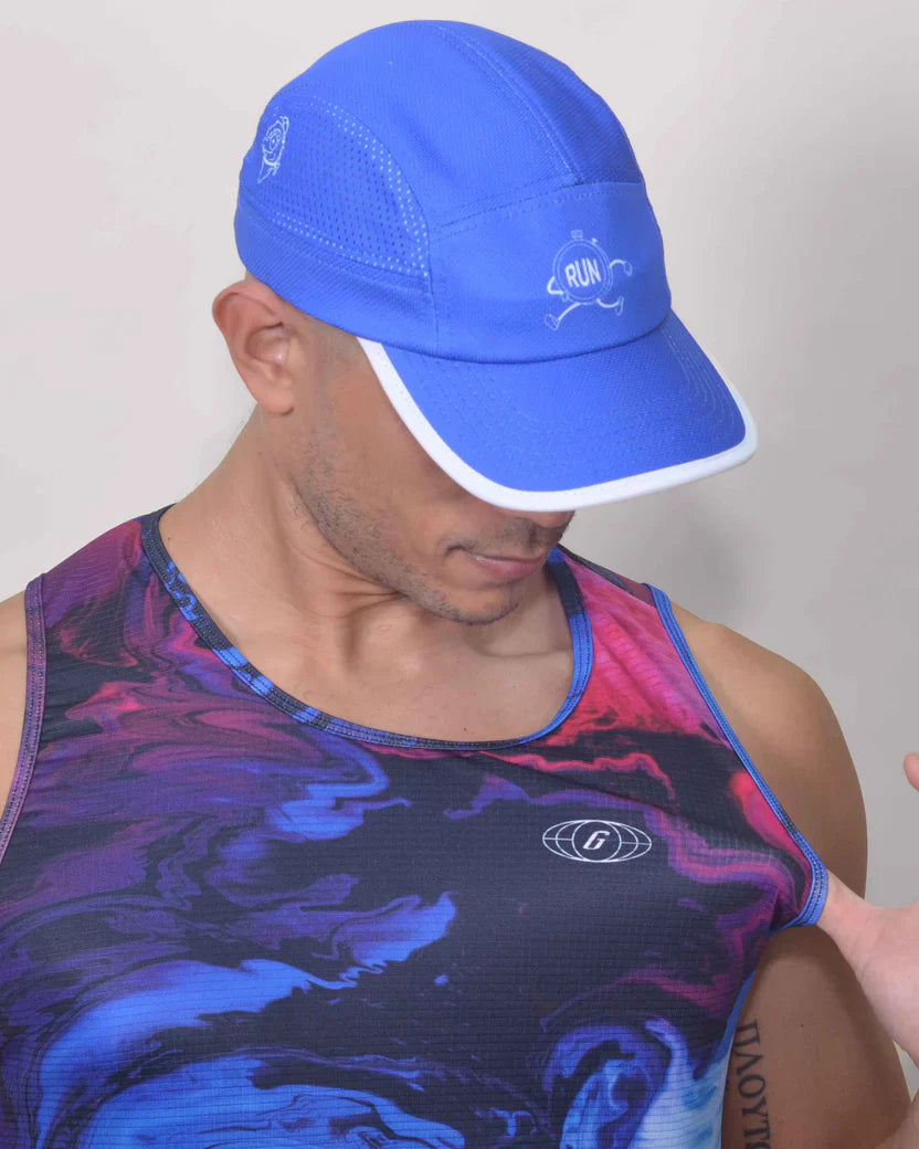 Gavia Seea - Polera de Running Sin Mangas Hombre (azul multicolor)