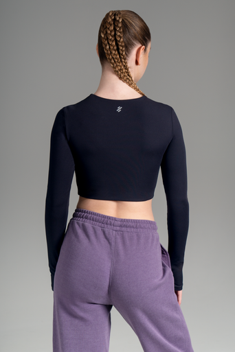 Ultimate Crop Top ML Sport - Polera Mujer Opening Black