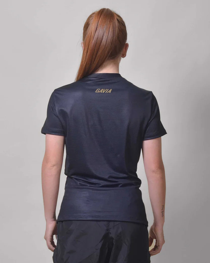 Gavia Tiniebla - Polera de Running Manga corta mujer (Negro)