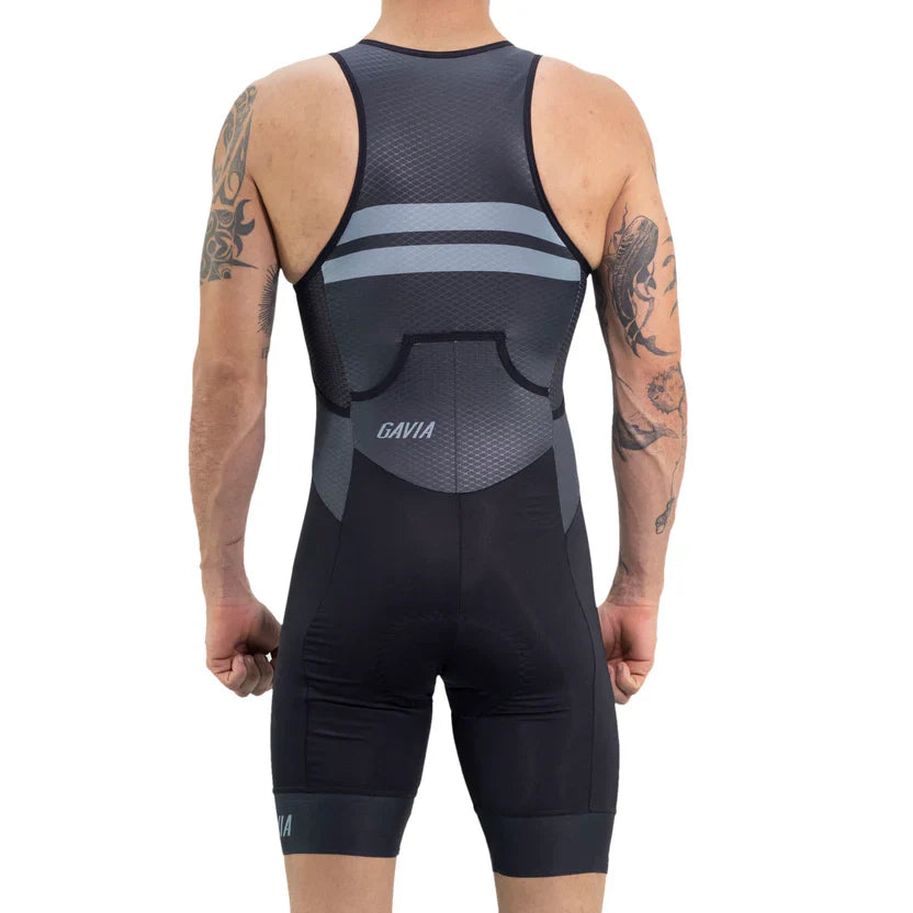 Gavia Tria Black - Traje Trisuit de Triatlón Sin Mangas de Hombre (Negro)
