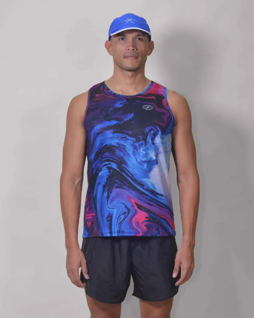 Gavia Seea - Polera de Running Sin Mangas Hombre (azul multicolor)