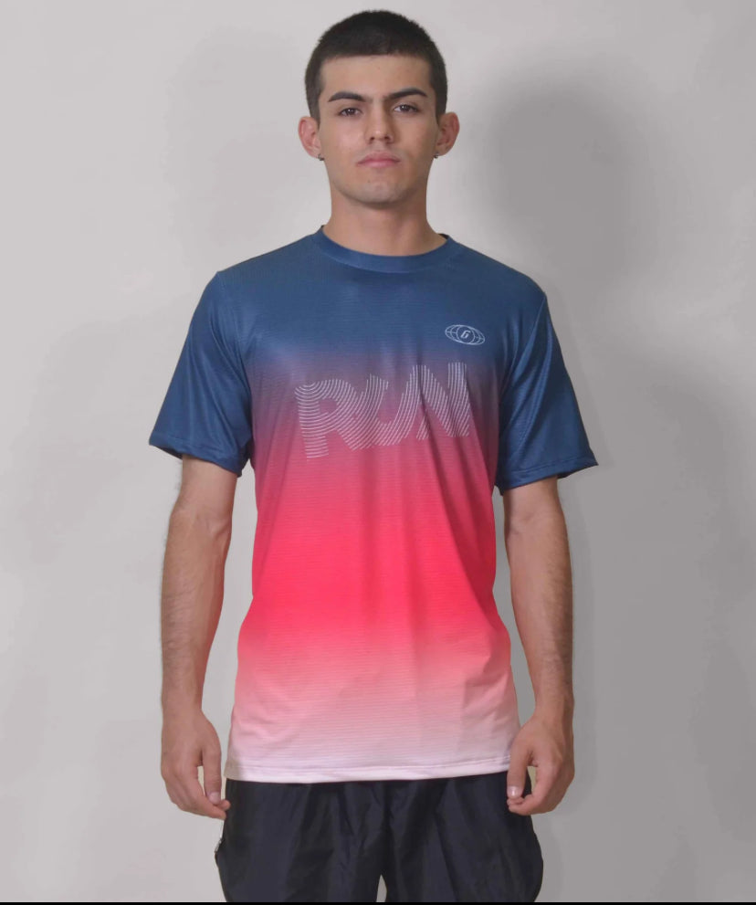 Gavia Fresh - Polera de Running Manga corta Hombre (Azul, Rojo, Blanco)
