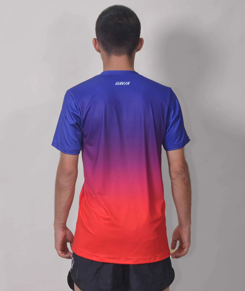 Gavia Cool - Polera de Running Manga corta Hombre (Azul roja)