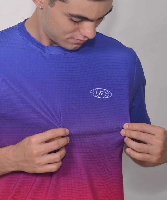 Gavia Cool - Polera de Running Manga corta Hombre (Azul roja)