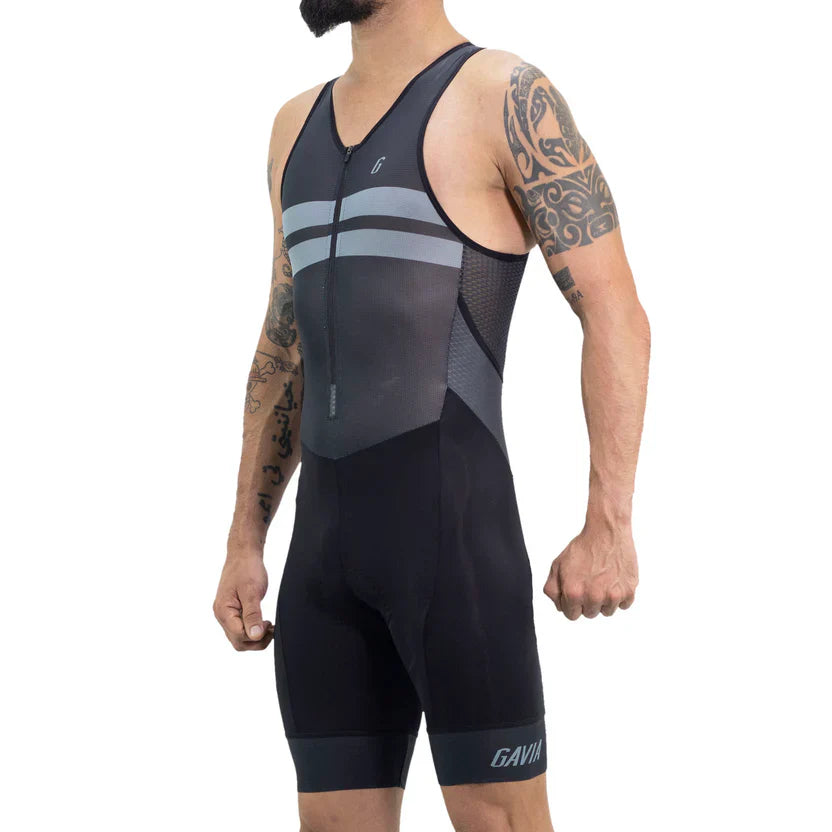 Gavia Tria Black - Traje Trisuit de Triatlón Sin Mangas de Hombre (Negro)