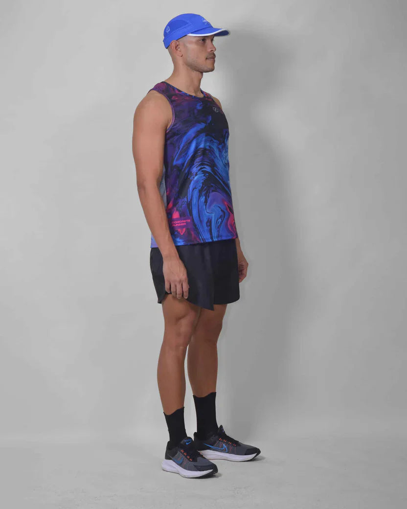 Gavia Seea - Polera de Running Sin Mangas Hombre (azul multicolor)