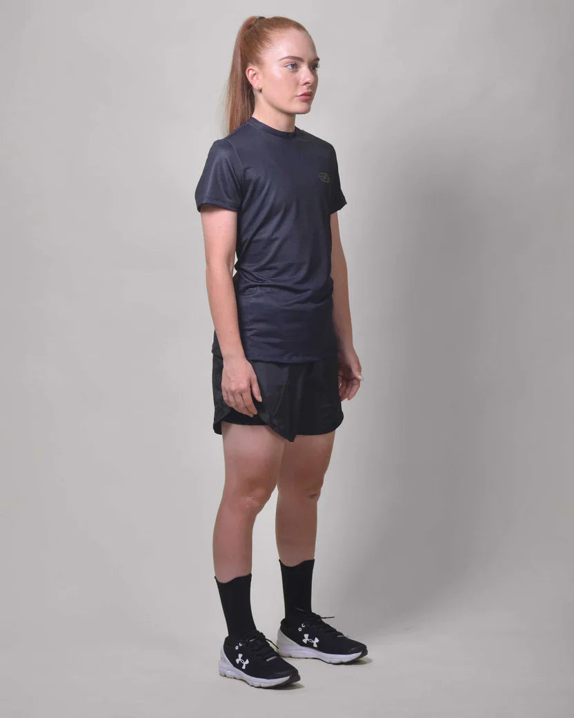 Gavia Tiniebla - Polera de Running Manga corta mujer (Negro)