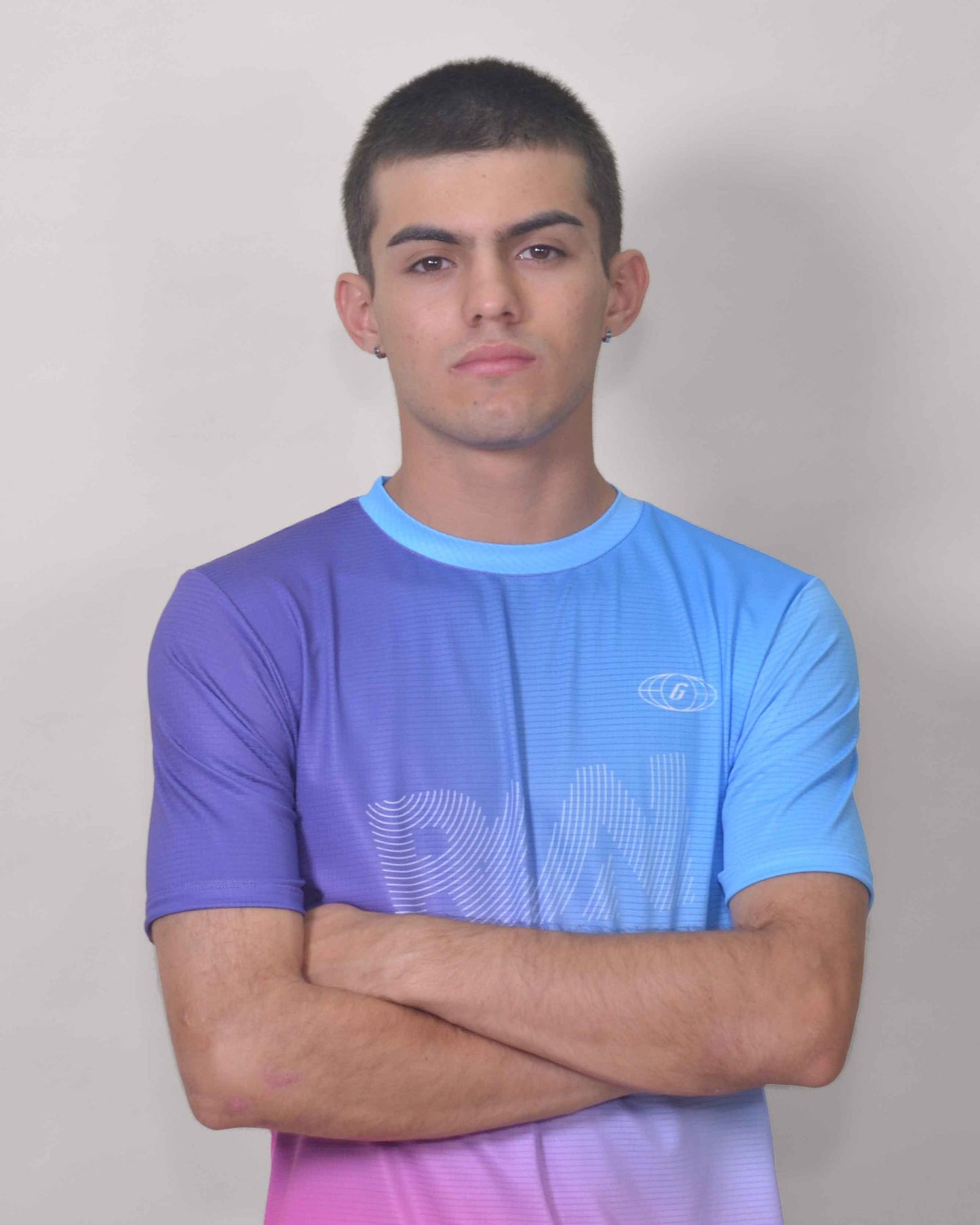 Gavia City Run - Polera de Running Manga corta Hombre (Celeste Rosado)