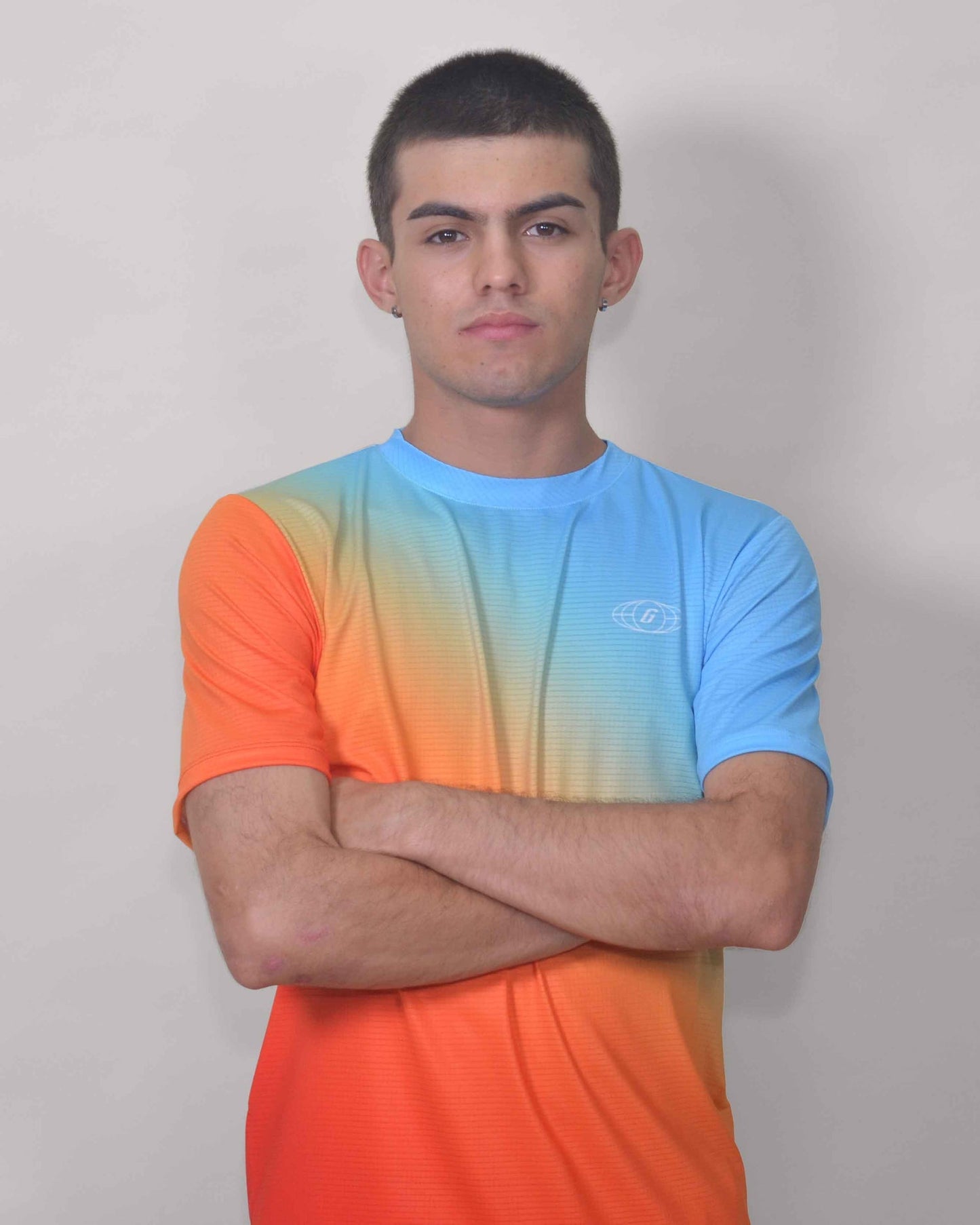 Gavia Newton - Polera de Running Manga corta Hombre (Naranjo Azul)