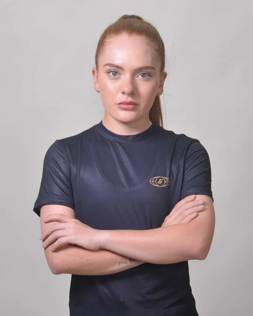 Gavia Tiniebla - Polera de Running Manga corta mujer (Negro)