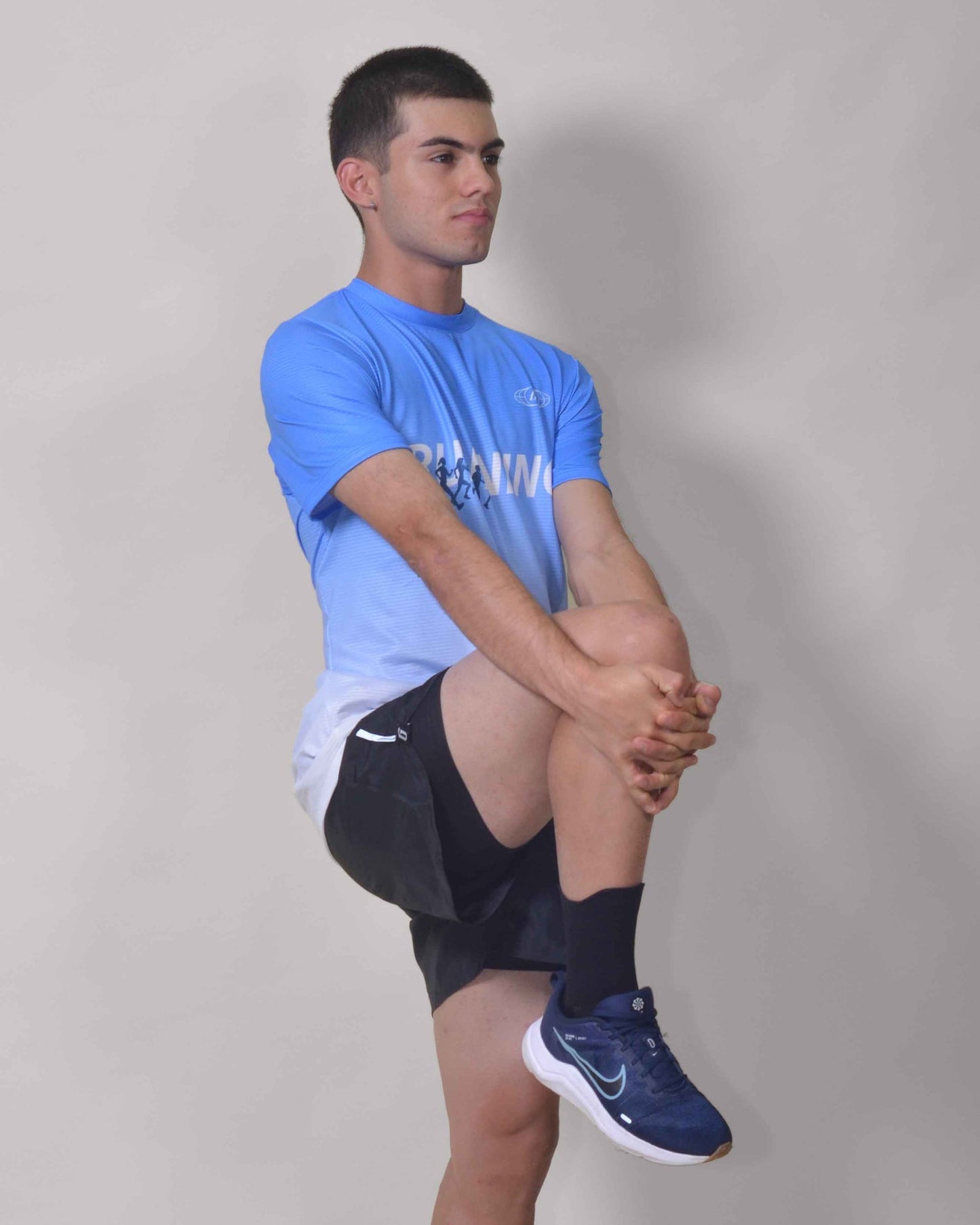 Gavia Skype - Polera de Running Manga corta Hombre (Celeste Blanco)