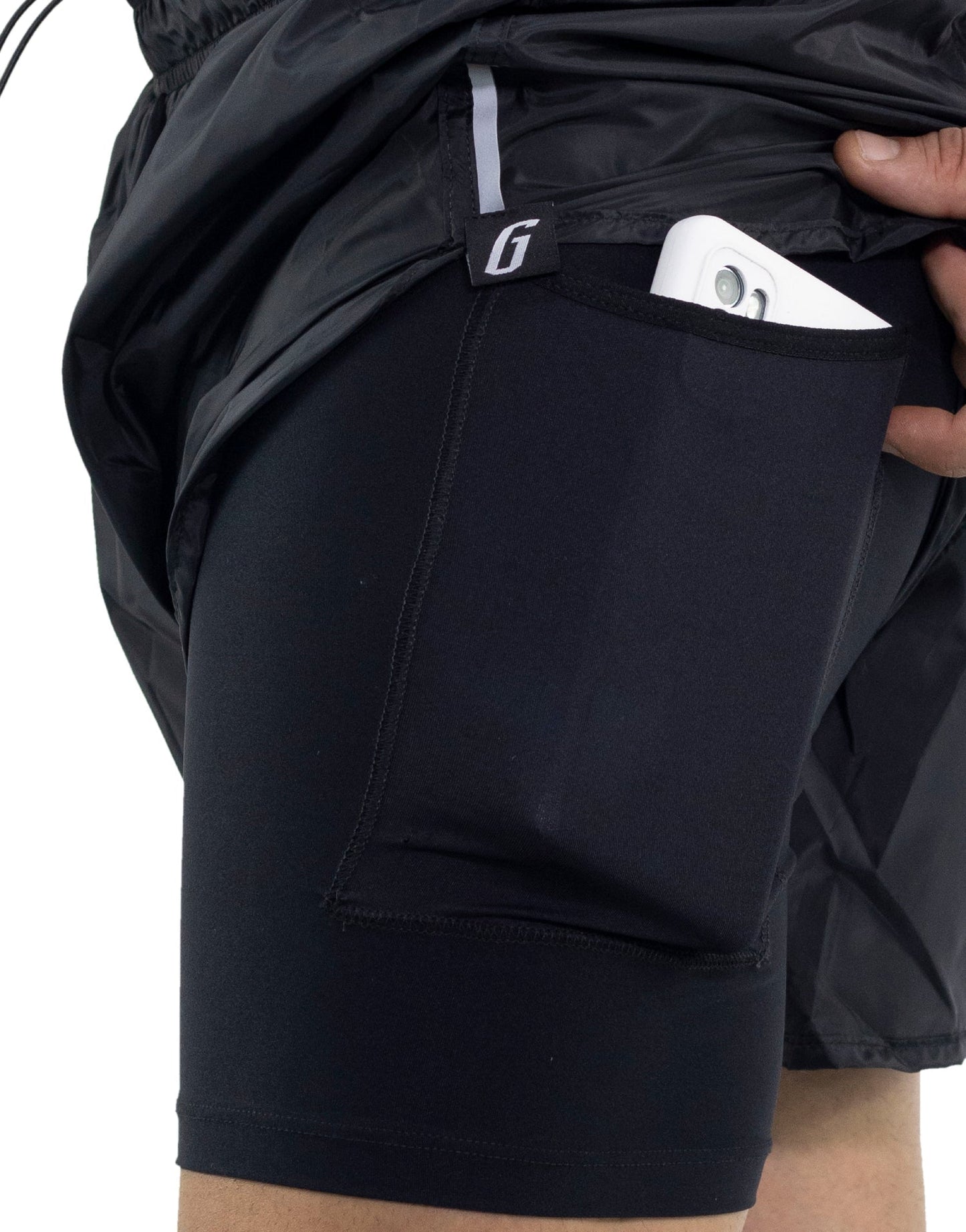 Gavia Pantalon - Short de Running Con Bolsillo y calza Negro