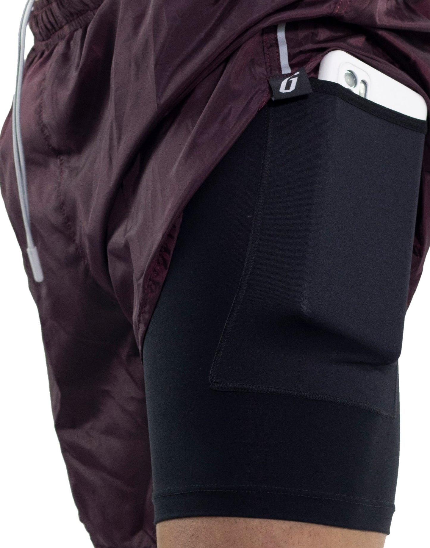 Gavia Pantalon - Short de Running Con Bolsillo y calza Vino