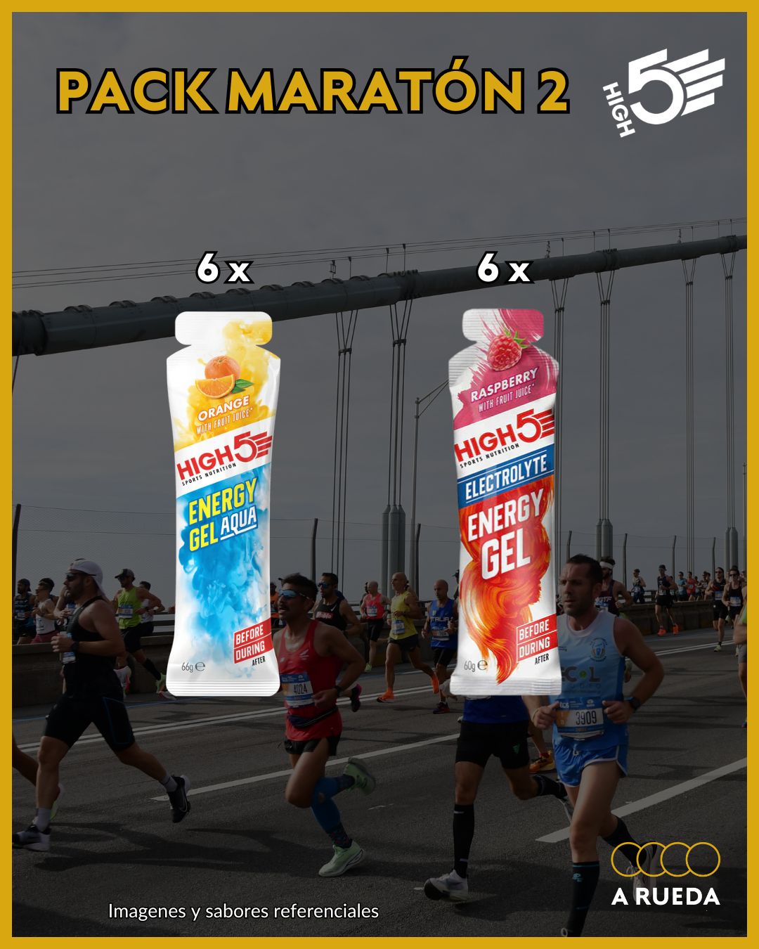 Pack Maratón 2: Geles Líquidos High5 Aqua SIN cafeína