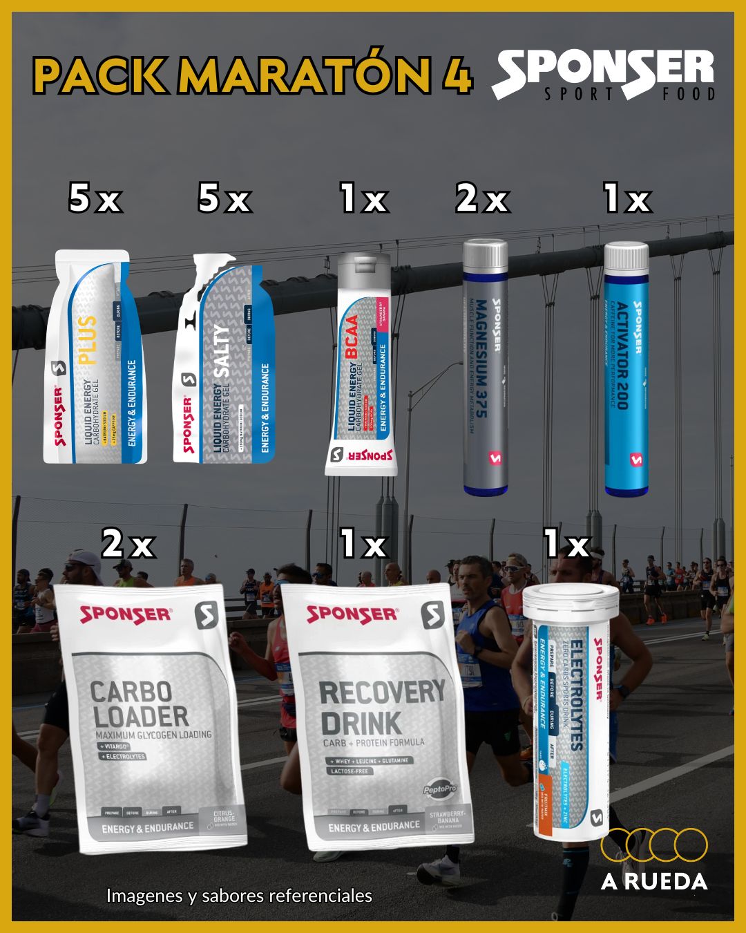 Pack Maratón 4: Full Sponser. Geles + Electrolítos + Suplementos clave