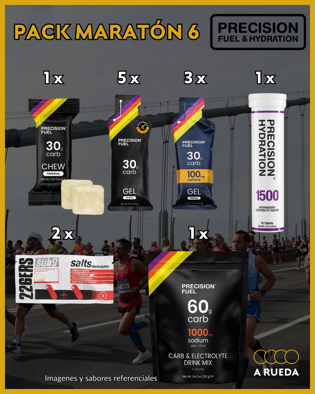 Pack Maratón 6: Mix de Geles Precision Fuel 30g+ Suplementos