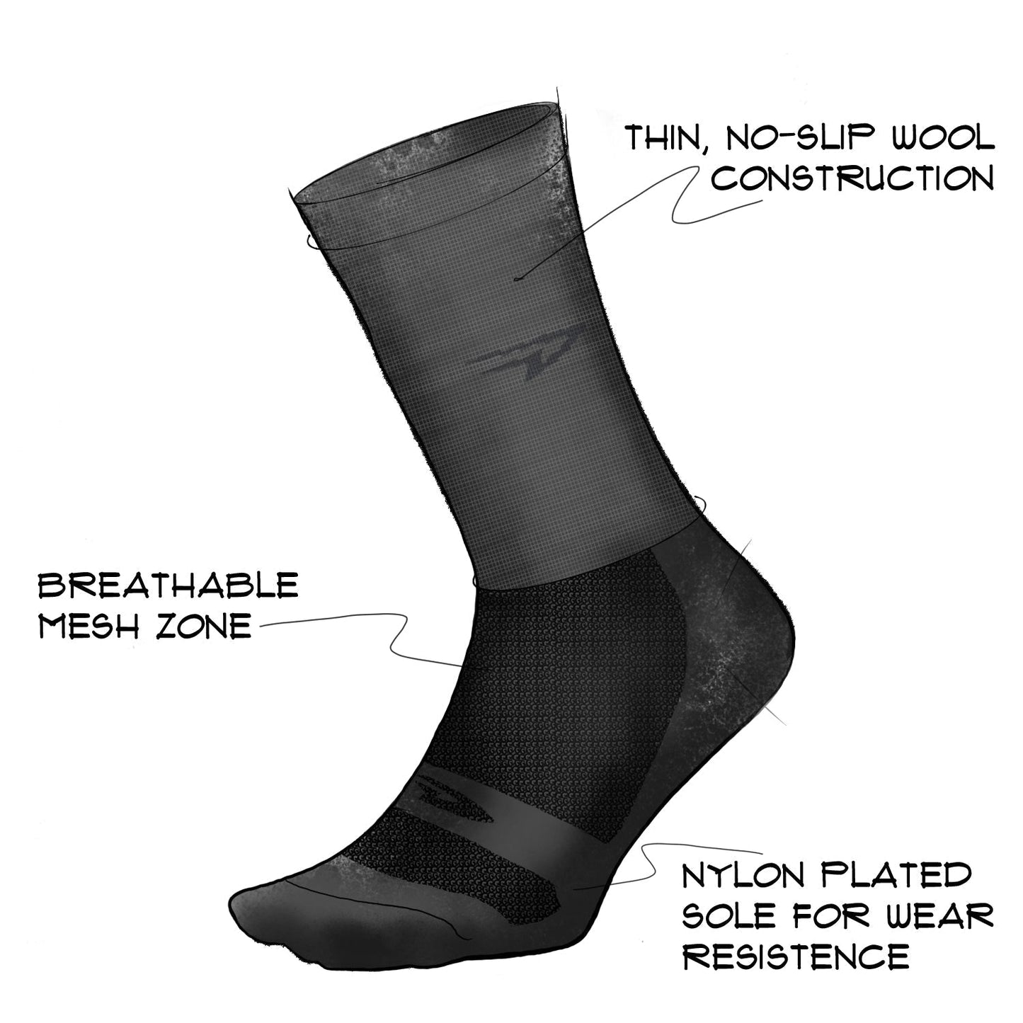 DeFeet Wooleator Wool Blend 6'' - Calcetines de ciclismo Lana Merino (Gris / Amarillo)