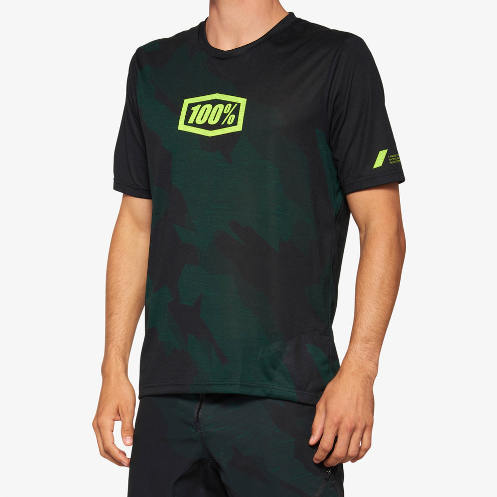 Jersey 100% Airmatic Le - Polera MTB manga corta (verde negro)