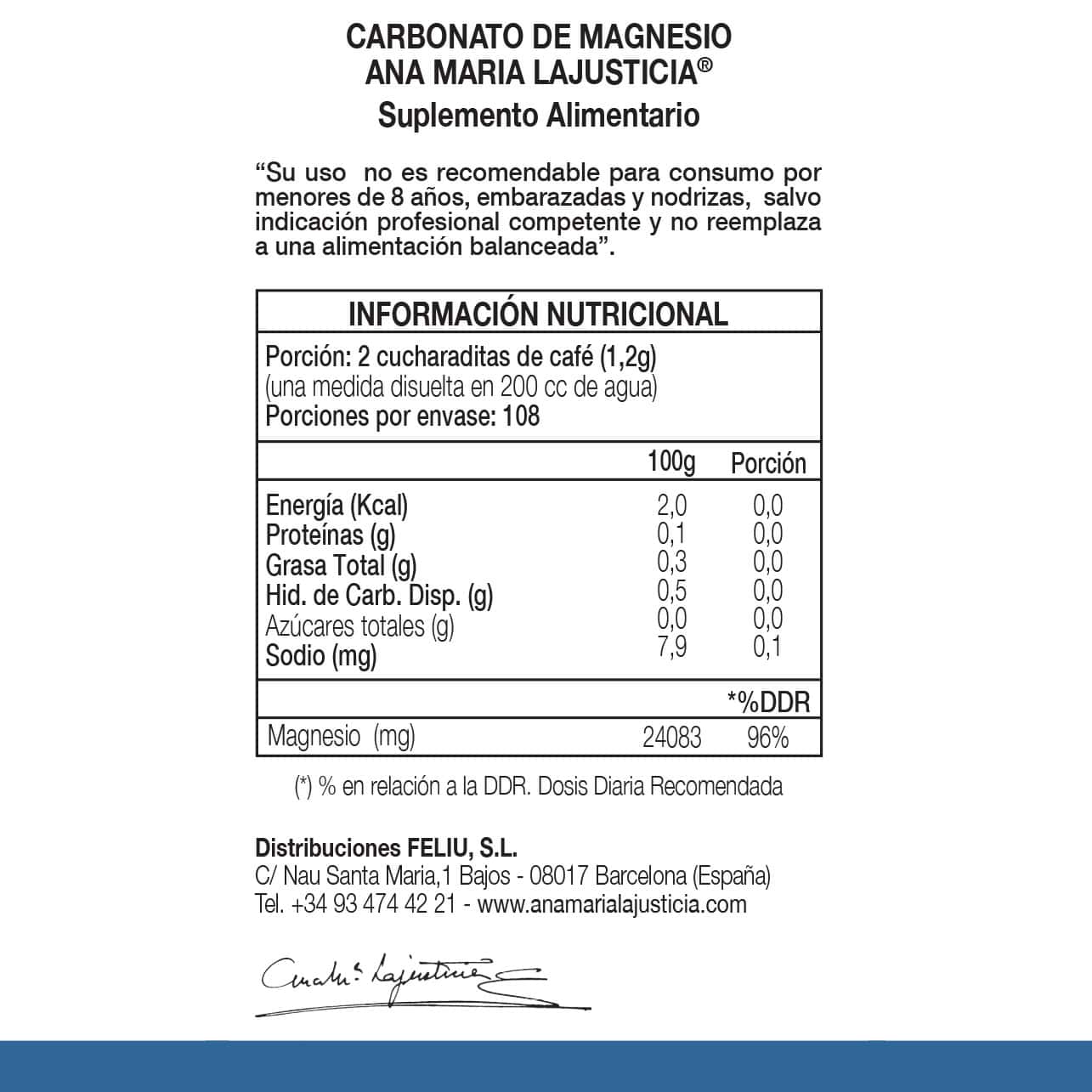 Ana Maria Lajusticia CARBONATO DE MAGNESIO (130 gr) - Polvo