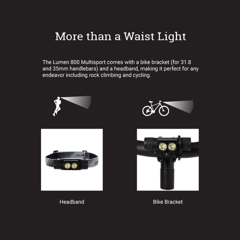 UltrAspire Lumen 800 Multisport – Linterna de cintura para running y ciclismo