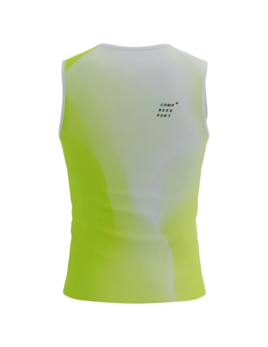 Polera de Running sin mangas Compressport Performance Tank M - amarillo blanco