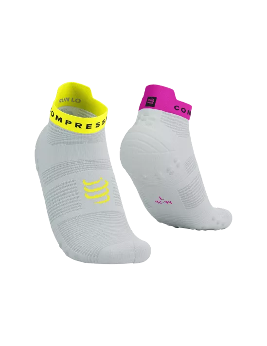 Calcetines de Running Cortos Compressport Pro Racing Socks RUN LOW v4.0 Blanco rosado
