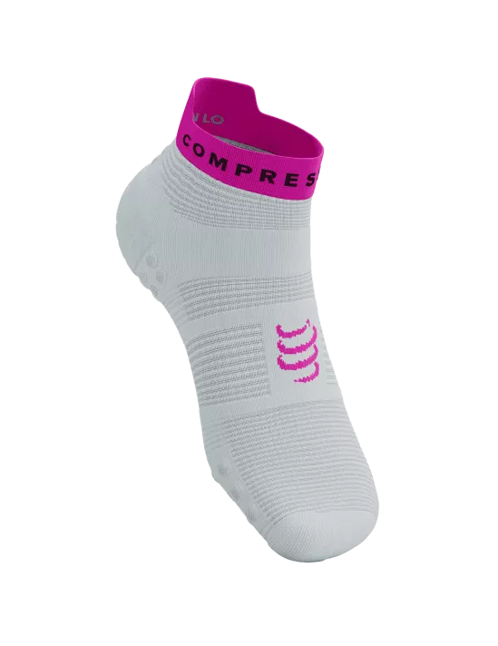 Calcetines de Running Cortos Compressport Pro Racing Socks RUN LOW v4.0 Blanco rosado