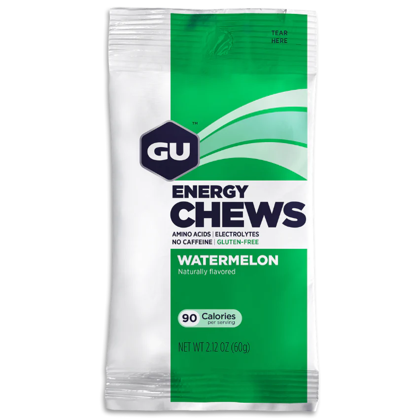 Caja de Gomitas GU Energy Chews 12 sobres de 60g (3 Sabores, Con y sin Cafeína)