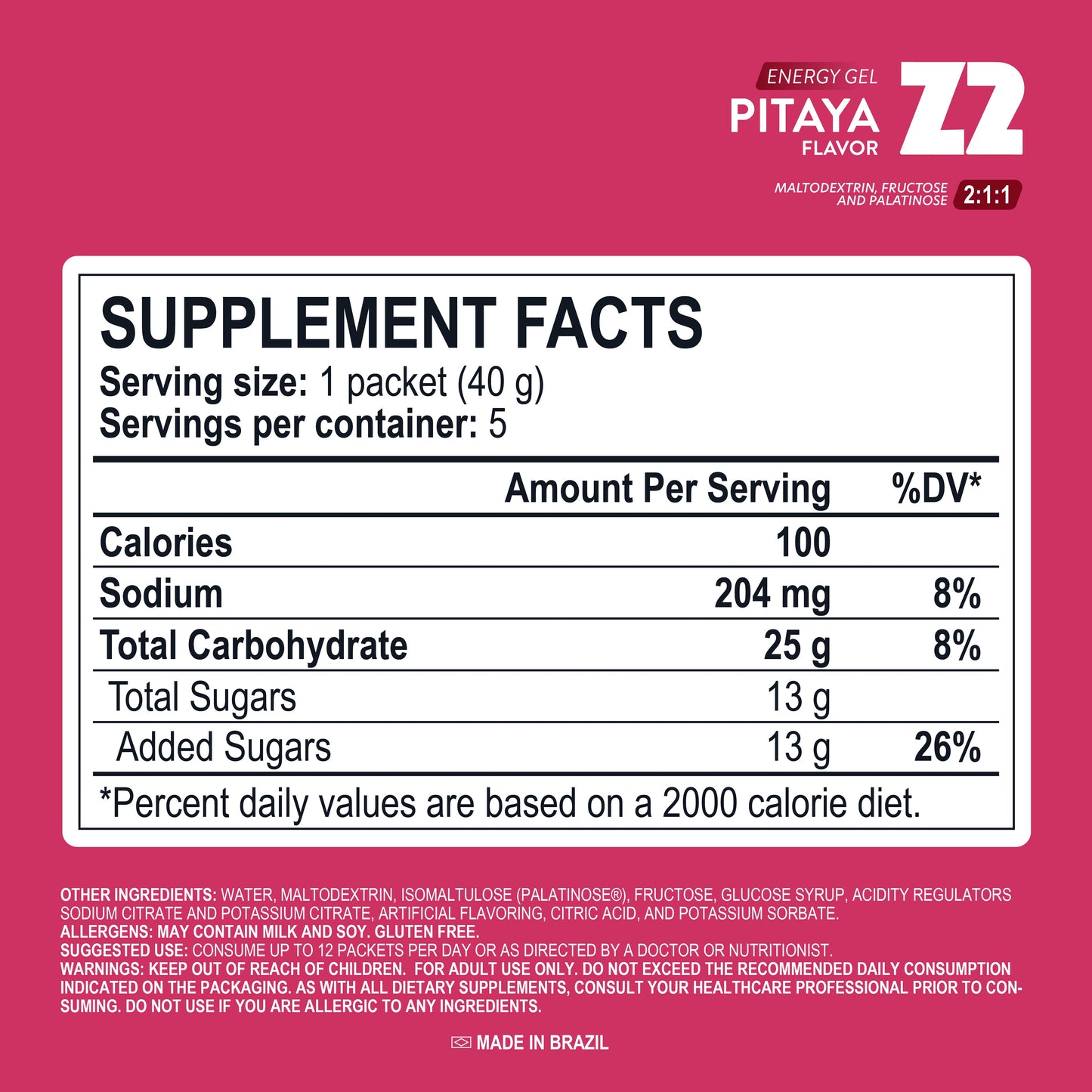 Energy Gel Z2 Pitaya - Pack: Caja de 5 geles de 40g