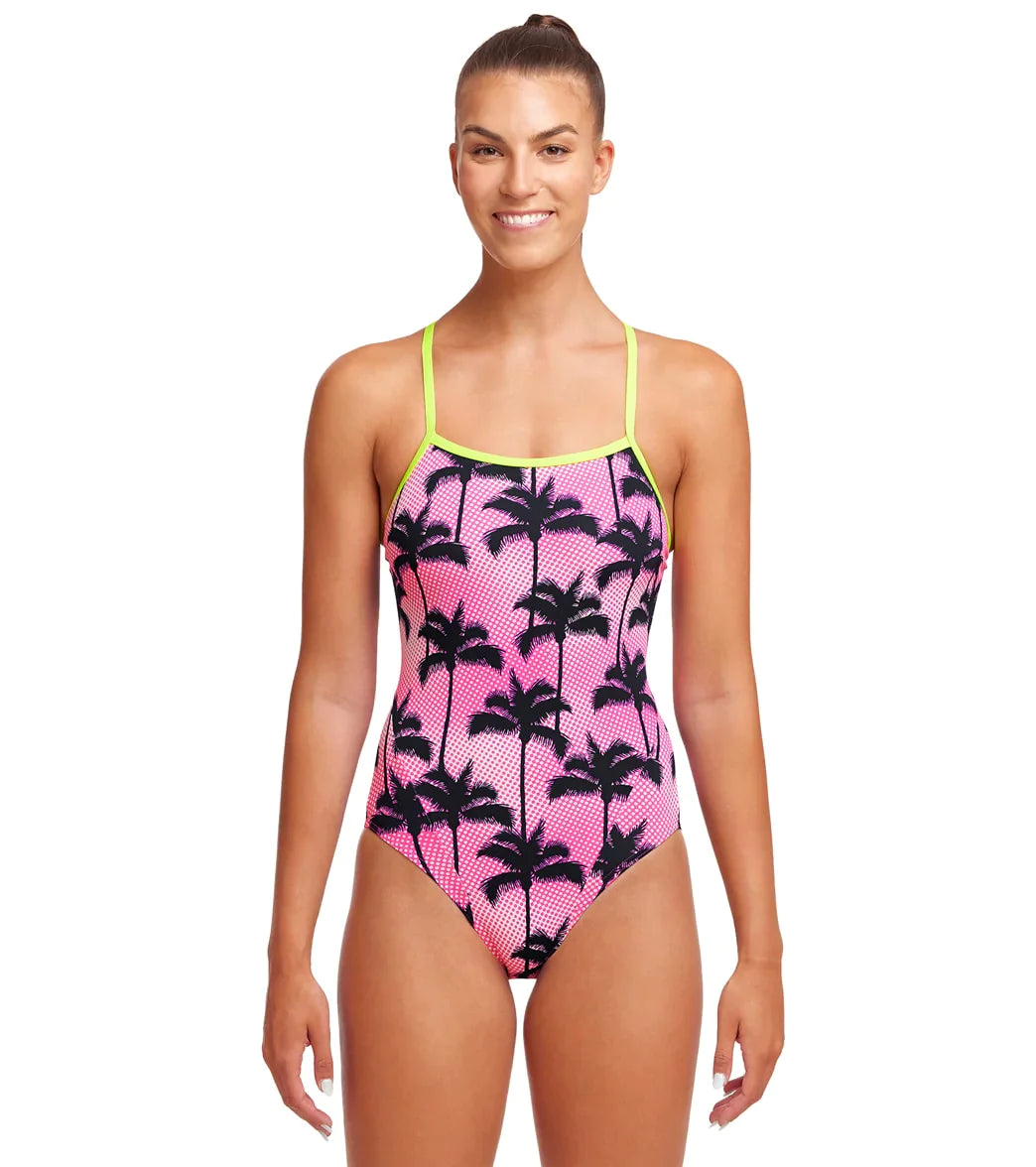 Traje de Baño Mujer Single Strap One Piece - Pop Palms - FUNKITA
