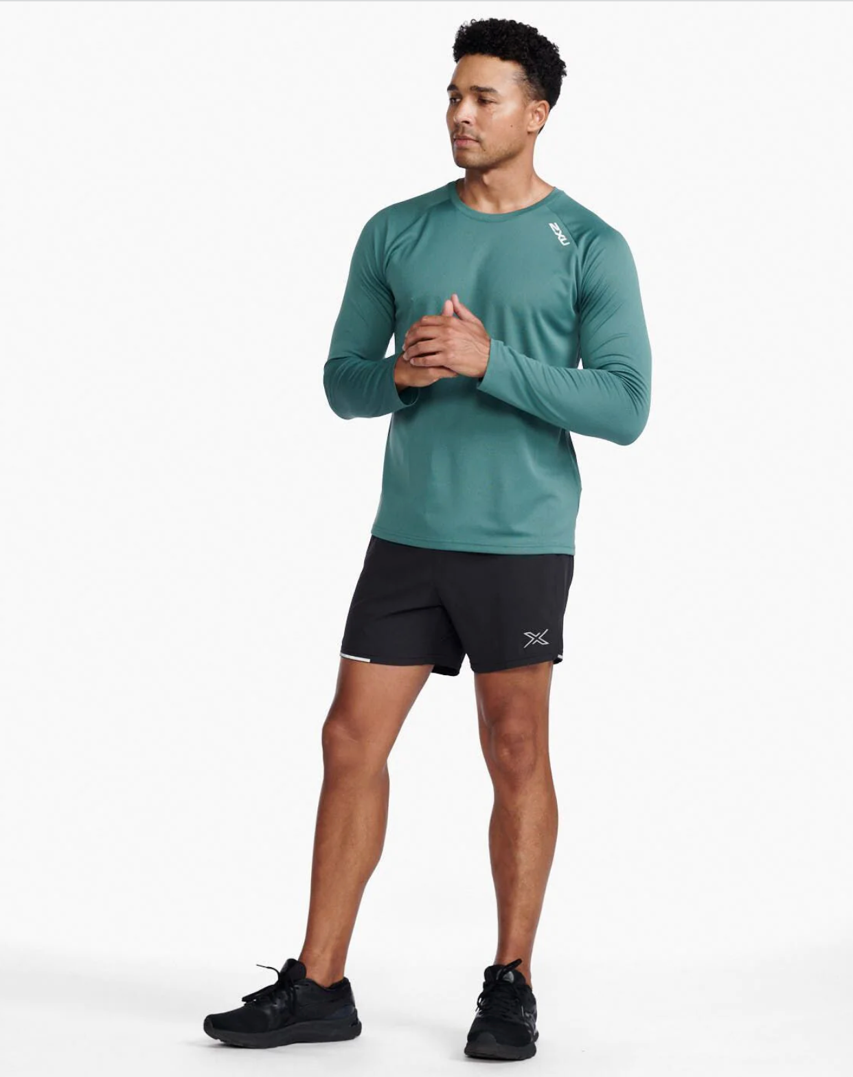 Polera Manga Larga Hombre Aspire L/S - Silver Sage/White - 2XU