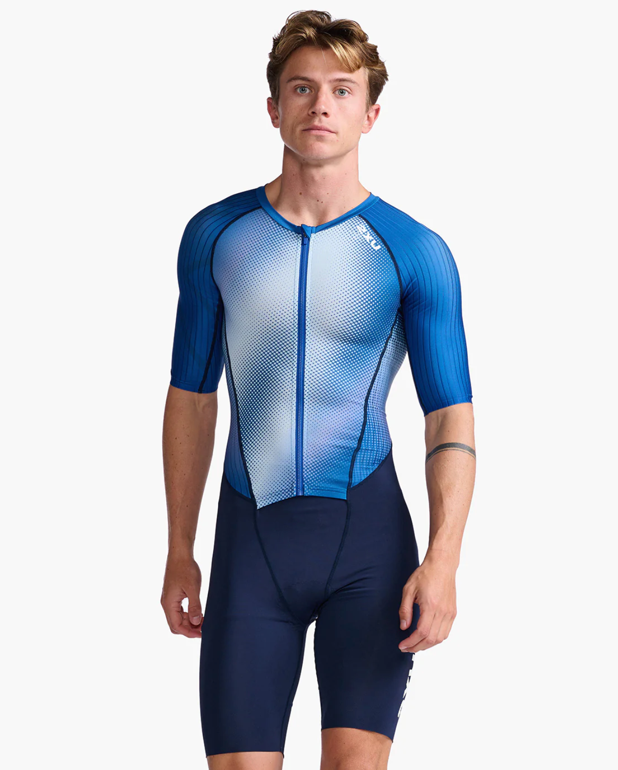 Traje de triatlón Trisuit Hombre 2XU Aero Sleeved - Midnight/ Blanco