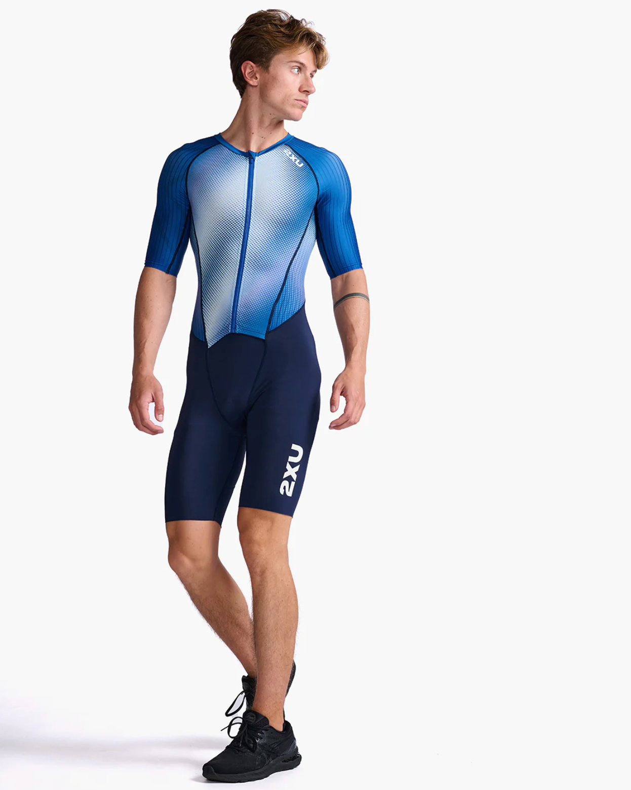Traje de triatlón Trisuit Hombre 2XU Aero Sleeved - Midnight/ Blanco