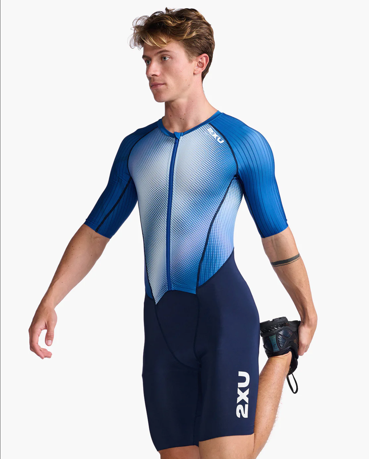 Traje de triatlón Trisuit Hombre 2XU Aero Sleeved - Midnight/ Blanco