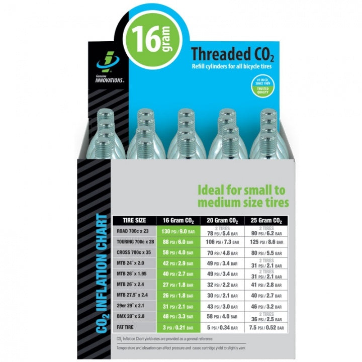 Kit de 20 Infladores rápido. Tubo o cartucho de CO2 de Ciclismo 16g Genuine innovations