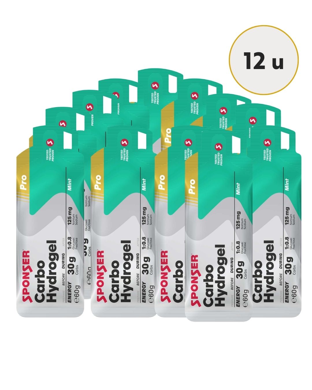 Sponser Carbo Hydrogel – Gel energético liquido. 2 Sabores, 2 formatos (60 g sin cafeína)
