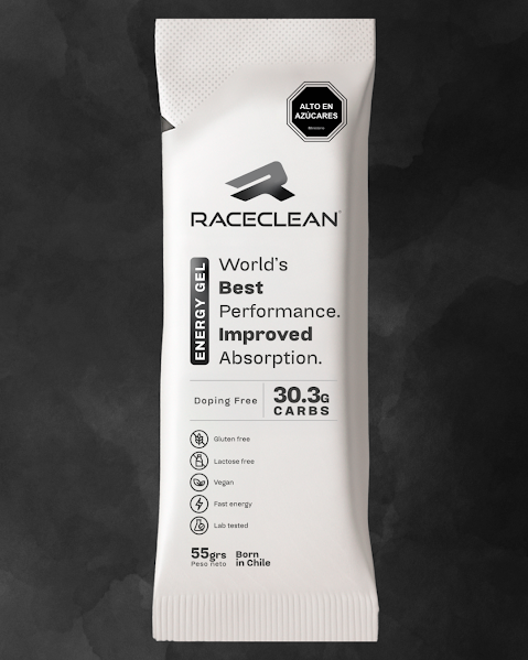 RaceClean – Gel deportivo de alto rendimiento (55g). 7 fuentes de carbohidratos. Individual o caja de 35u