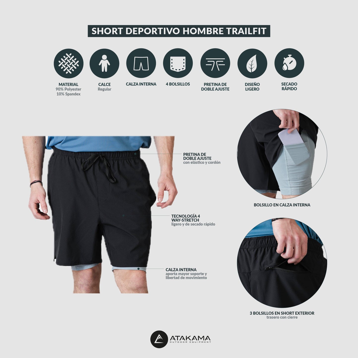 Short Deportivo Hombre TrailFit - Atakama Outdoor