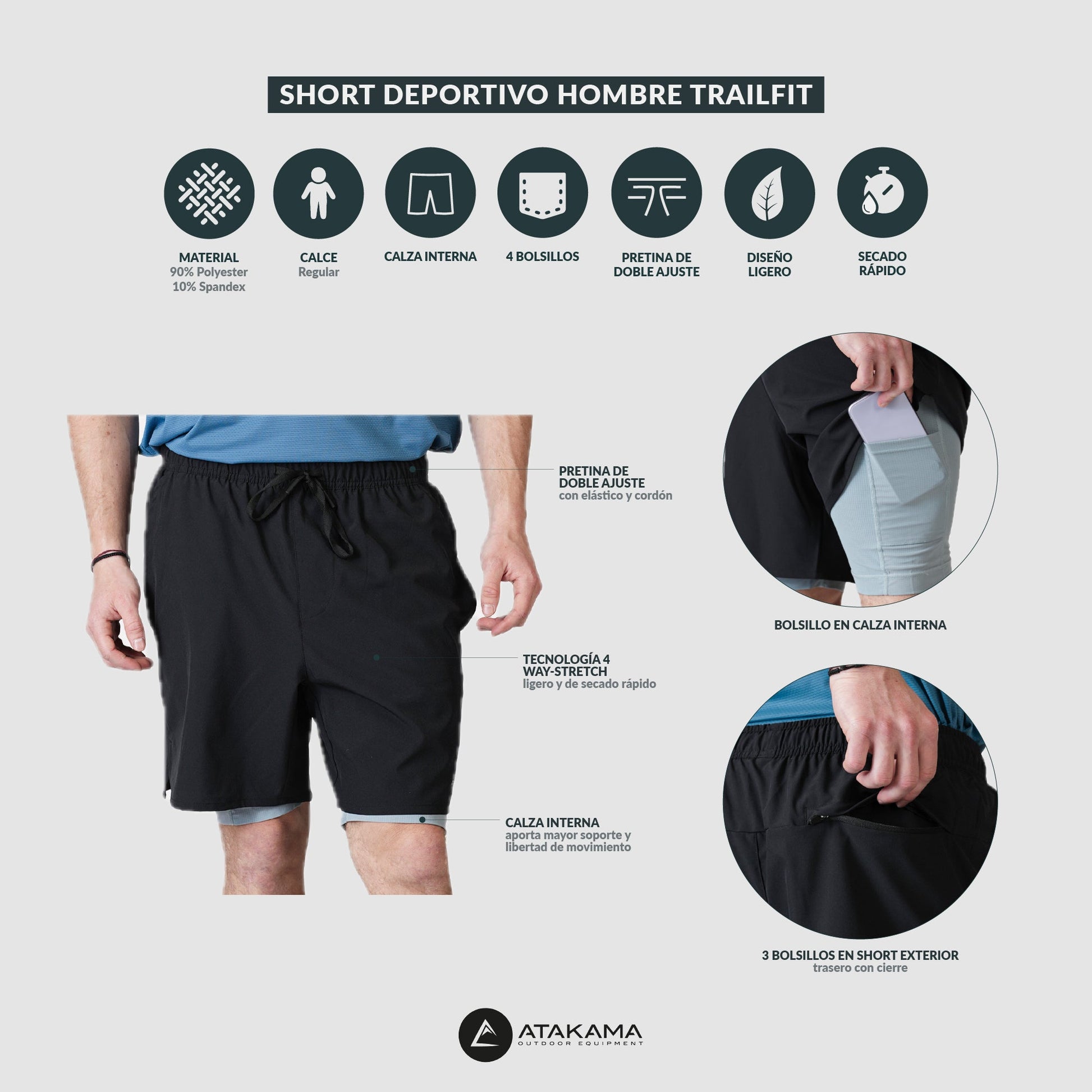 Short Deportivo Hombre TrailFit - Atakama Outdoor