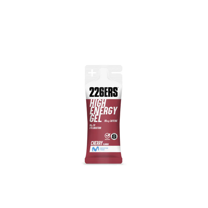 226ers High Energy Gel - Con Cafeína - 3 formatos: Unidad xs, Sachet normal y Caja (Sabor Cereza)