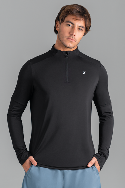 Ultimate Midi Zipper Sport - Primera capa polerón deportivo Hombre Black Onyx