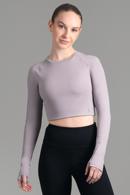 Ultimate Top Sport - Polera deportiva manga larga Mujer Raglan Cool Gray